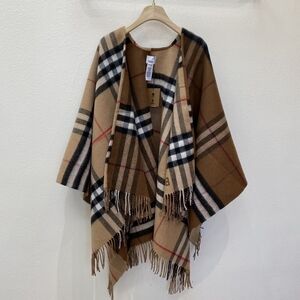 Burberry Brown Cashmere Contrast-Check Cape